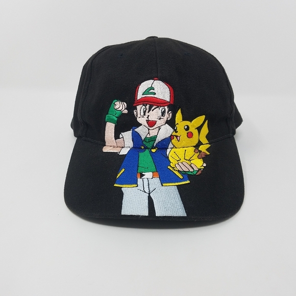 Pokemon Other - Pokemon 2000 Nintendo Ash Pikachu Black Cap Hat